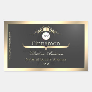Anthracite Gold Border Logo Monogram Product Label
