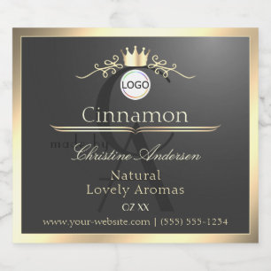 Anthracite Gold Border Logo Monogram Product Label