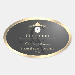 Anthracite Gold Border Logo Monogram Product Label