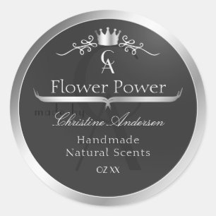 Anthracite Product Label Silver Frame and Monogram