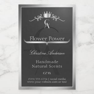 Anthracite Product Label Silver Frame and Monogram