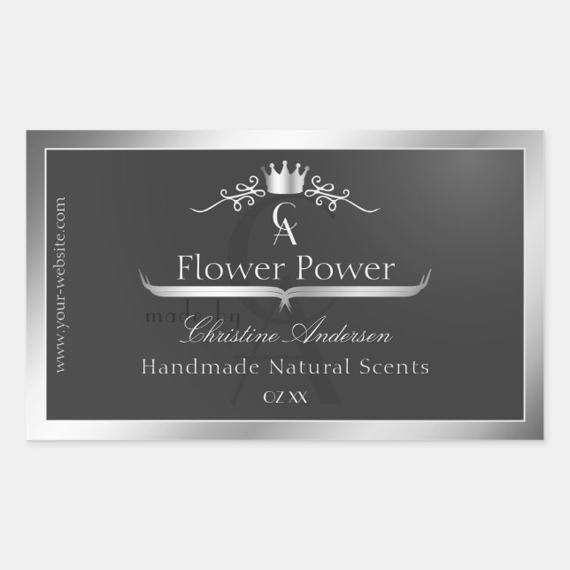 Anthracite Product Label Silver Frame and Monogram (Front)