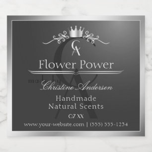 Anthracite Product Label Silver Frame and Monogram