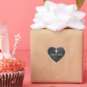 Anthracite Silver Frame Logo Monogram Thank You Heart Sticker