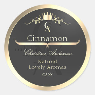 Anthracite with Gold Border Monogram Product Label