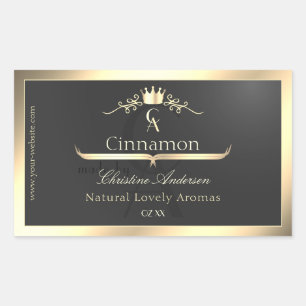 Anthracite with Gold Border Monogram Product Label
