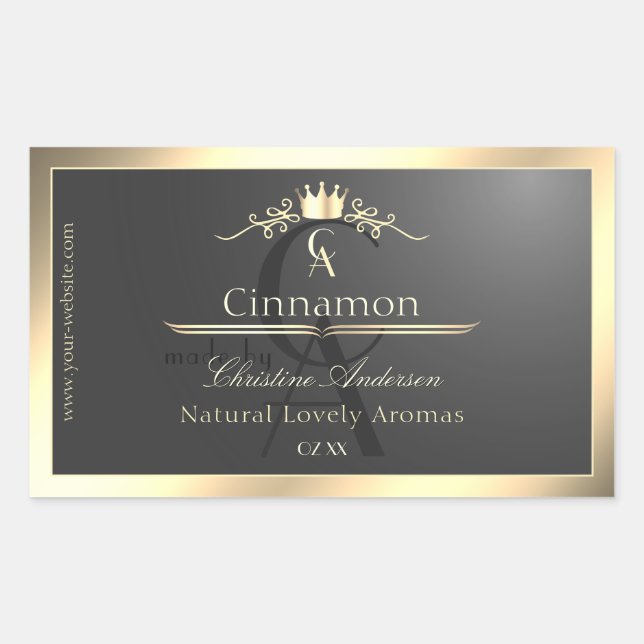 Anthracite with Gold Border Monogram Product Label (Front)
