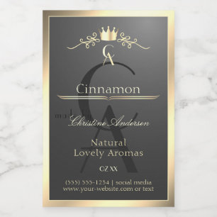 Anthracite with Gold Border Monogram Product Label