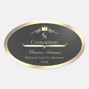 Anthracite with Gold Border Monogram Product Label