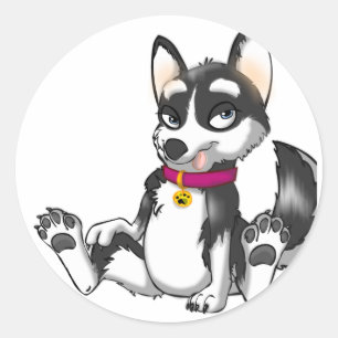Anthro Husky Puppy Classic Round Sticker