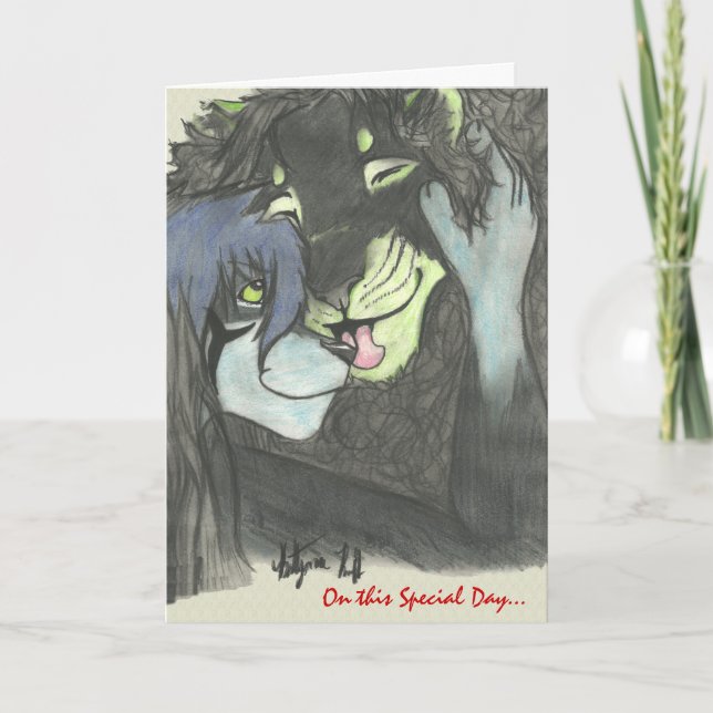 Anthro Lion Valentine Card (Front)