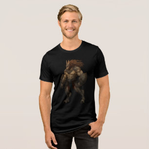 Anthro Warrior Beast in Battle Armor Tri-Blend Shirt