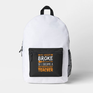Anthropology Teacher Broken Broom Halloween Design Printed Backpack