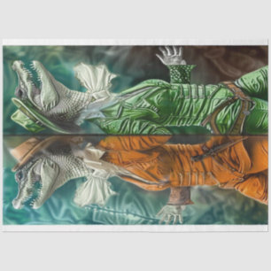 Anthropomorphic Alligator Duelling Gators Decoupag Tissue Paper