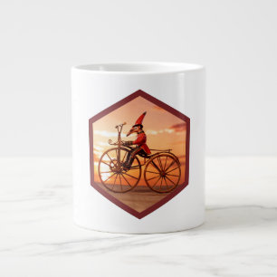 Anthropomorphic Anteater Riding an Antique Bicycle Large Coffee Mug
