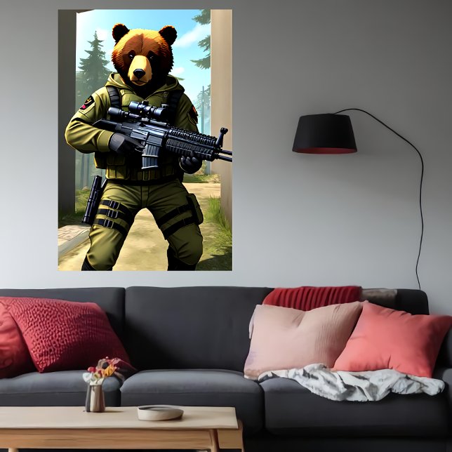 Anthropomorphic bear soldier | AI Art Poster (Creator Uploaded)