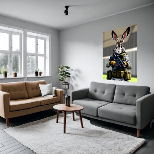 Anthropomorphic bunny soldier AI Art Poster