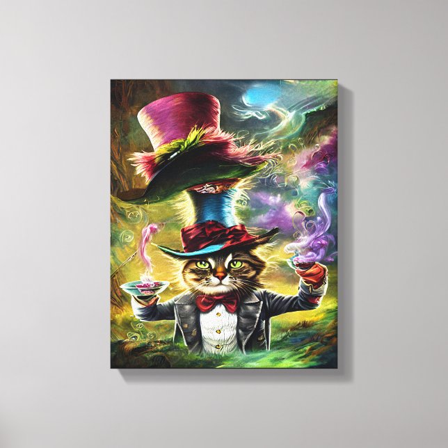  anthropomorphic Cat Mad Hatter Fantasy Fairytale  Canvas Print (Front)