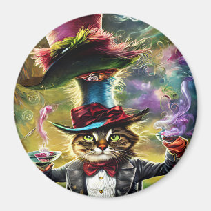  anthropomorphic Cat Mad Hatter Fantasy Fairytale  Magnet
