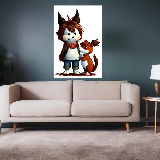 Anthropomorphic Dog and his pet | AI Art Poster (Creator Uploaded)