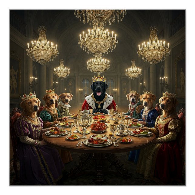 Anthropomorphic Dog Royalty Dinner Poster (Front)