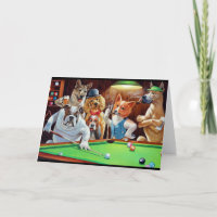 Anthropomorphic Dogs Playing Pool