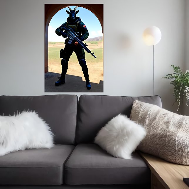 Anthropomorphic goat soldier | AI Art Poster (Creator Uploaded)