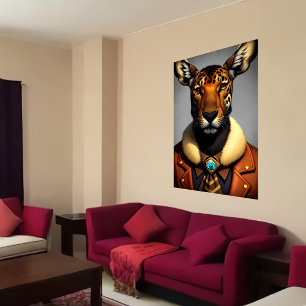 Anthropomorphic Moose Jaguar AI Art Poster