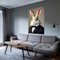 Anthropomorphic rabbit in black suit | AI Art