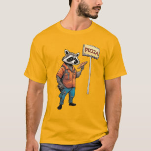 Anthropomorphic Racoon eating pizza in an alley T-Shirt