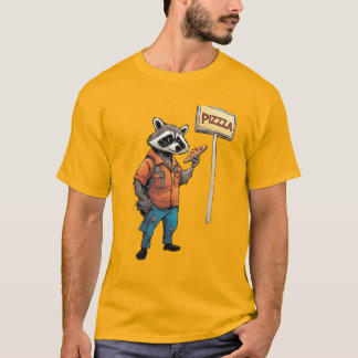 Anthropomorphic Racoon eating  pizza in an alley T-Shirt