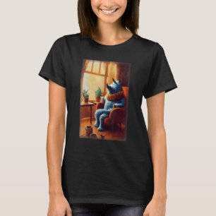 Anthropomorphic Rhino Sitting In A Cozy Untidy Hom T-Shirt