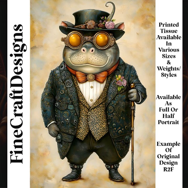 Anthropomorphic Steampunk Hippo R2F Decoupage Tissue Paper (Creator Uploaded)