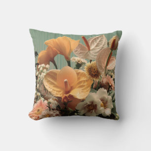 Anthurium and Tropical Floral Arrangement Cushion