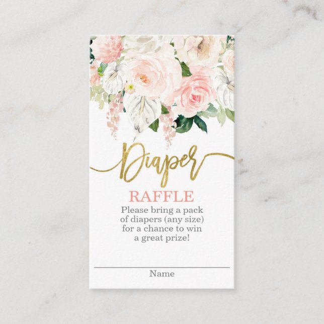 Anthurium floral Diaper Raffle Enclosure Card (Front)