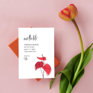 Anthurium • Floral Line Drawing • Modern Wedding Save The Date