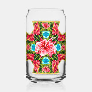 Anthurium & Hibiscus Cross   Can Glass