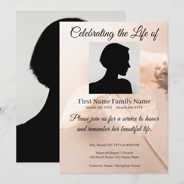 Anthurium memorial invitation (Front/Back)