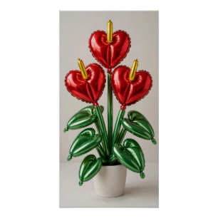 Anthurium Metallic Balloon Print, Wall Art