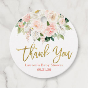 Anthurium pink and gold floral favour tags