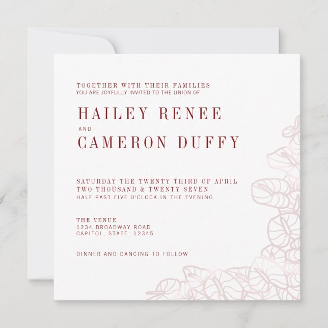 Anthurium Romantic Modern Wedding Invitation (Front)
