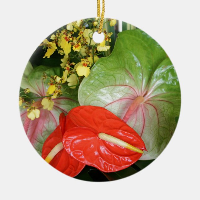 Anthurium Stunners! Ceramic Tree Decoration (Front)