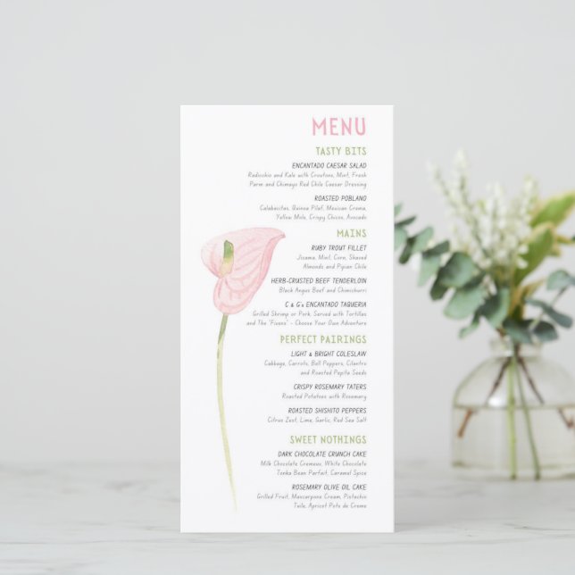 Anthurium Wedding Menu  (Standing Front)