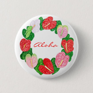 Anthurium Wreath Aloha 6 Cm Round Badge