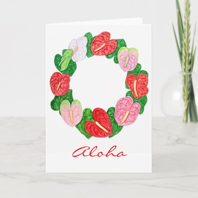 Anthurium Wreath Holiday Card (Front)