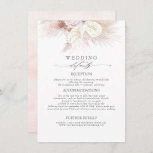 Anthuriums and Pampas Grass Wedding Information Enclosure Card
