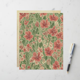 Anthuriums flowers vintage ephemera pattern custom letterhead
