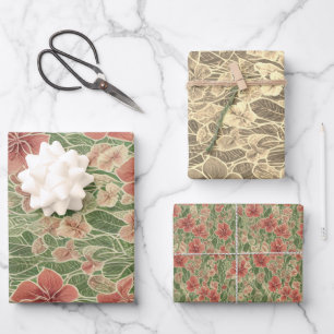 Anthuriums flowers vintage ephemera pattern wrapping paper sheet