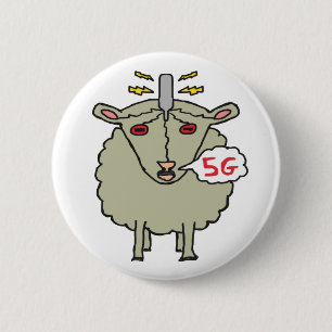 Anti 5G Sheep 6 Cm Round Badge
