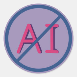 Anti AI 3 inch Round Sticker 
